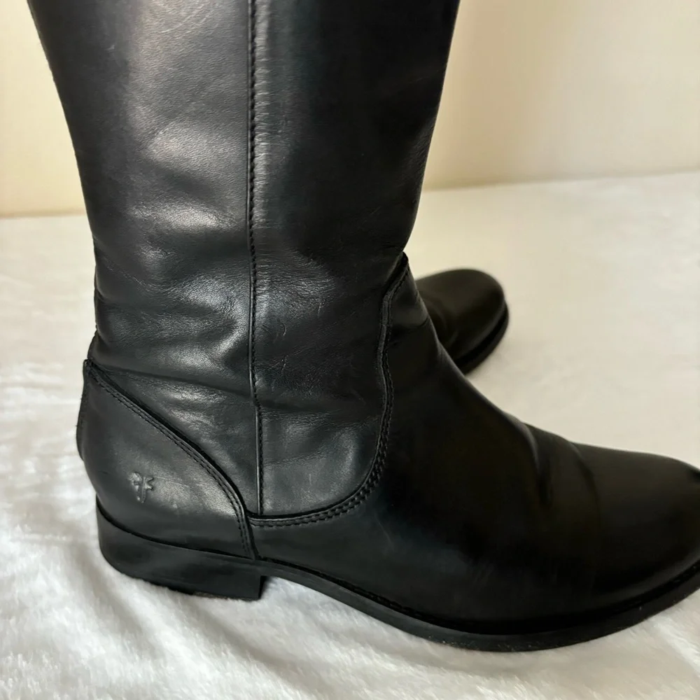 FRYE MELISSA STUD BACK ZIP LEATHER Boot size 7 Black